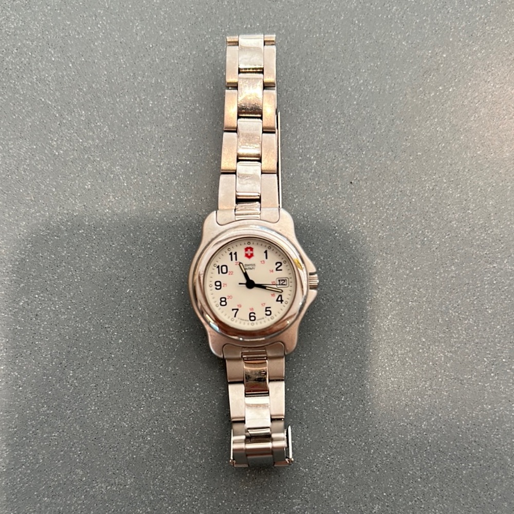 Swiss army Silver Watch with White Dial